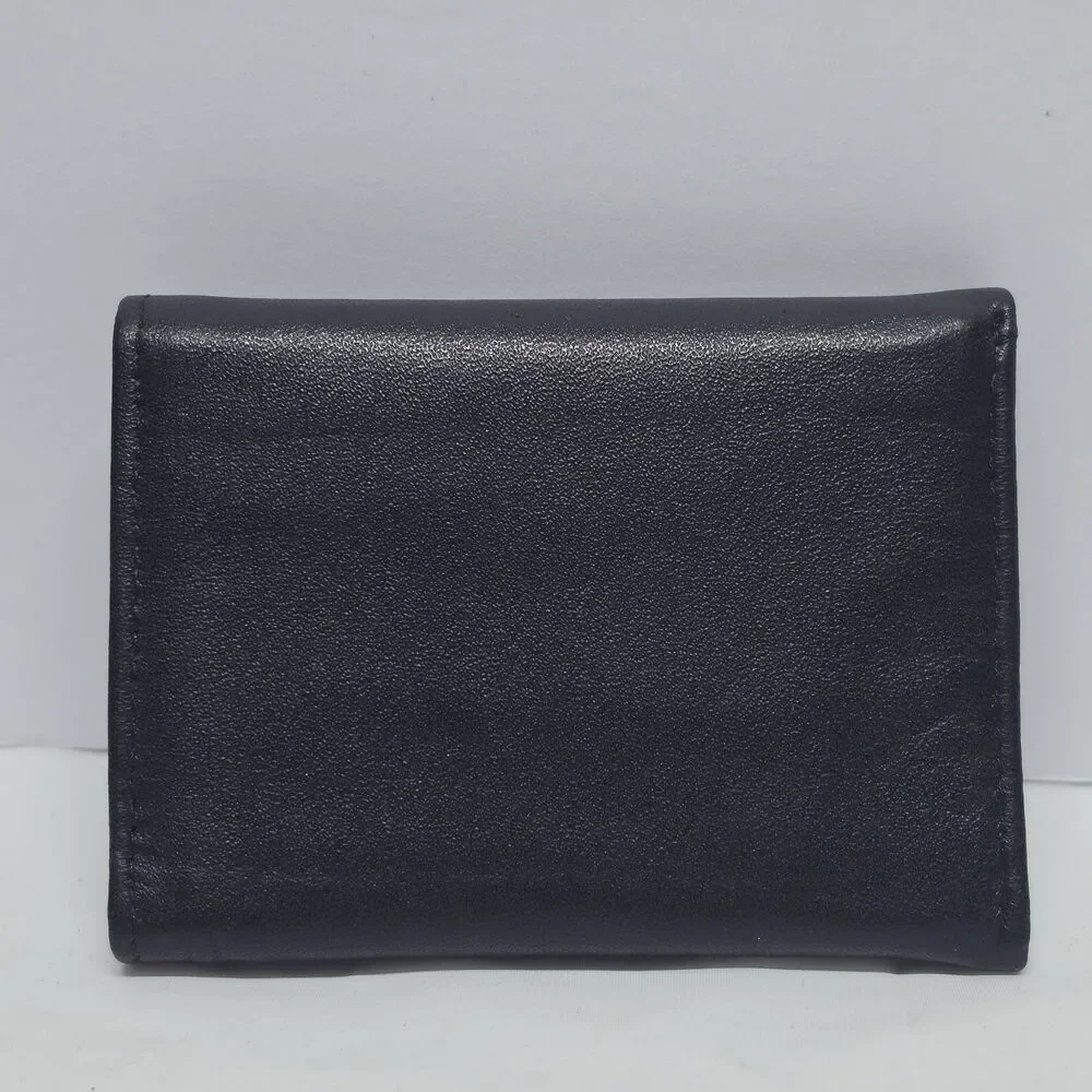 Rico Industries Black Real Leather Wallet MLB Chicago Cubs Logo Embroidered NWT